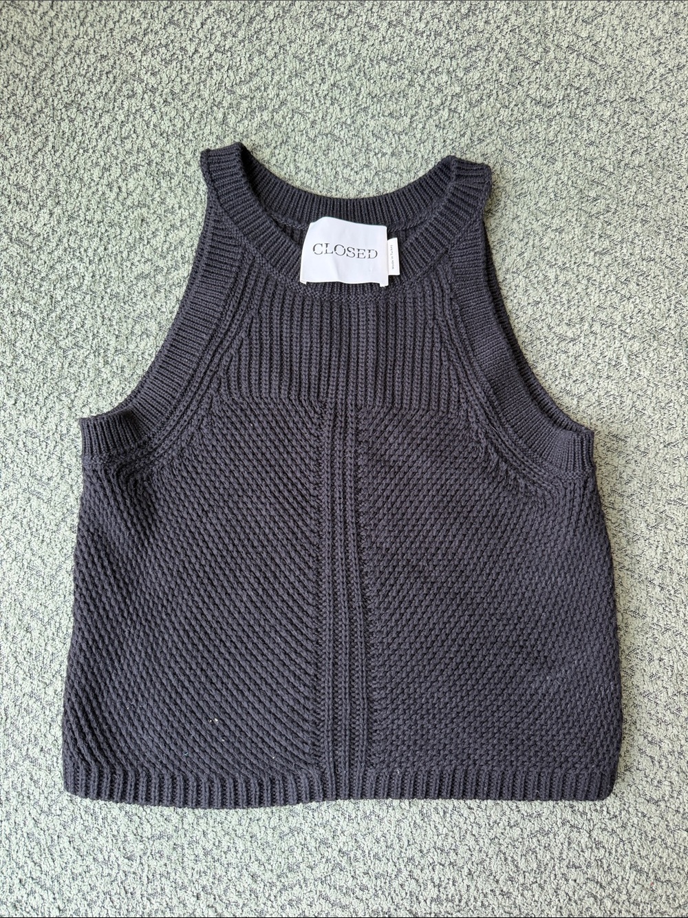 Closed Charcoal Ribbed Knit Cropped Tank